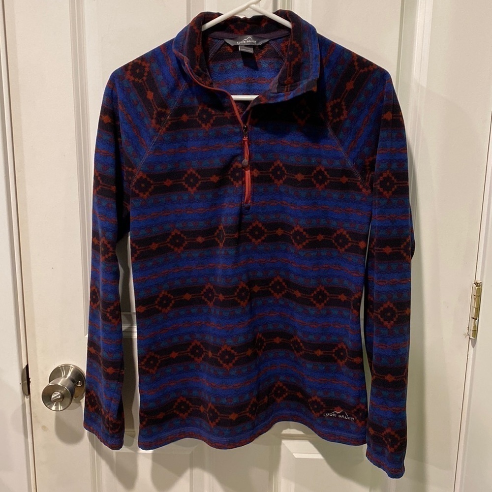 Eddie Bauer Aztec Fleece 1/4 Zip Pullover EUC